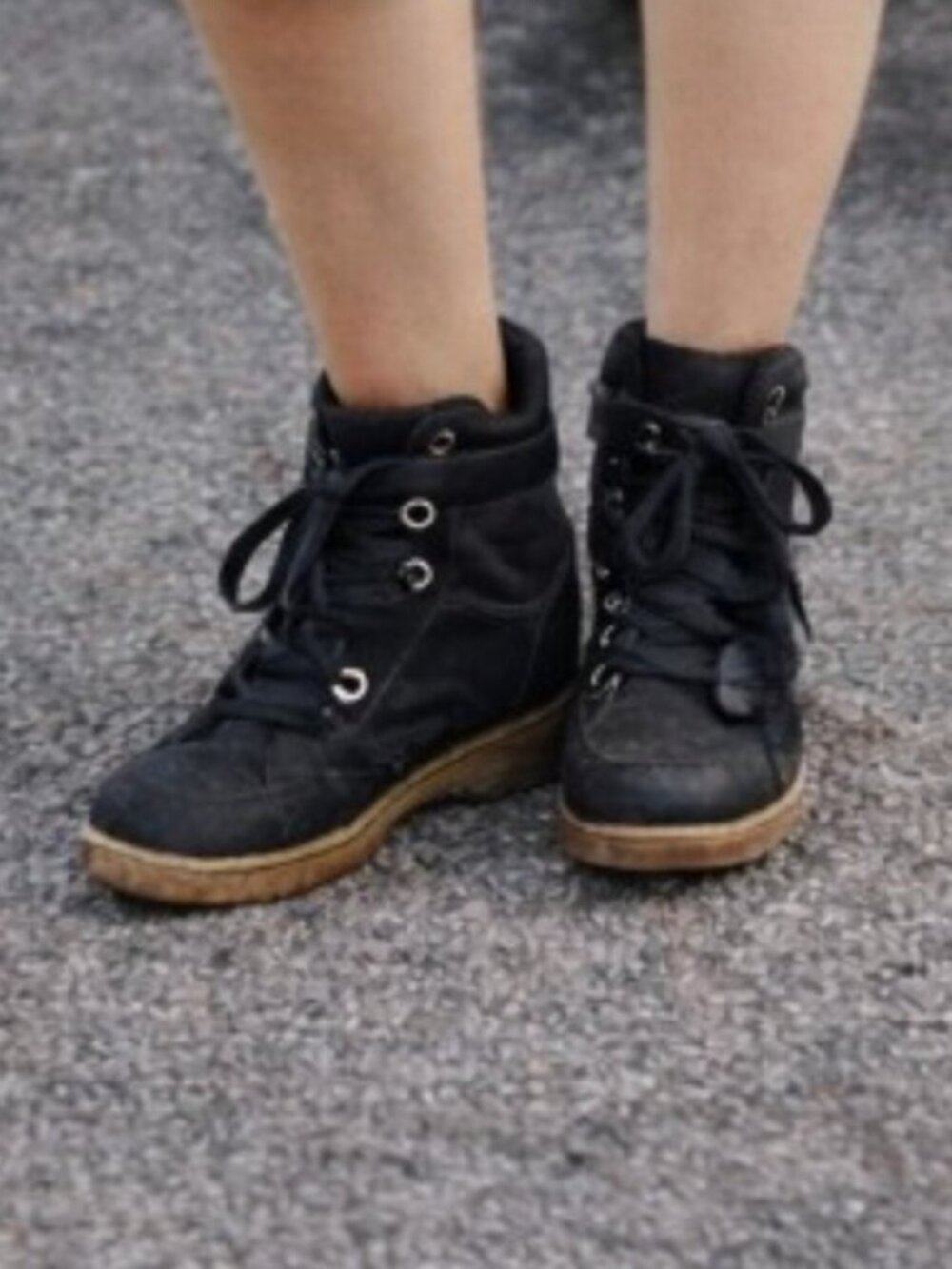 Isabel Marant Bobby Black Suede Lace Up High Top Wedge Sneakers Size 36 (US 6)